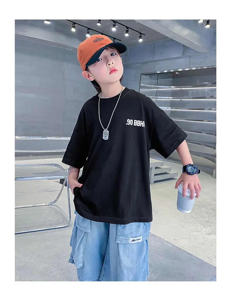 Boys White Korean Style Short Sleeve T-Shirt 2025 — feature 17