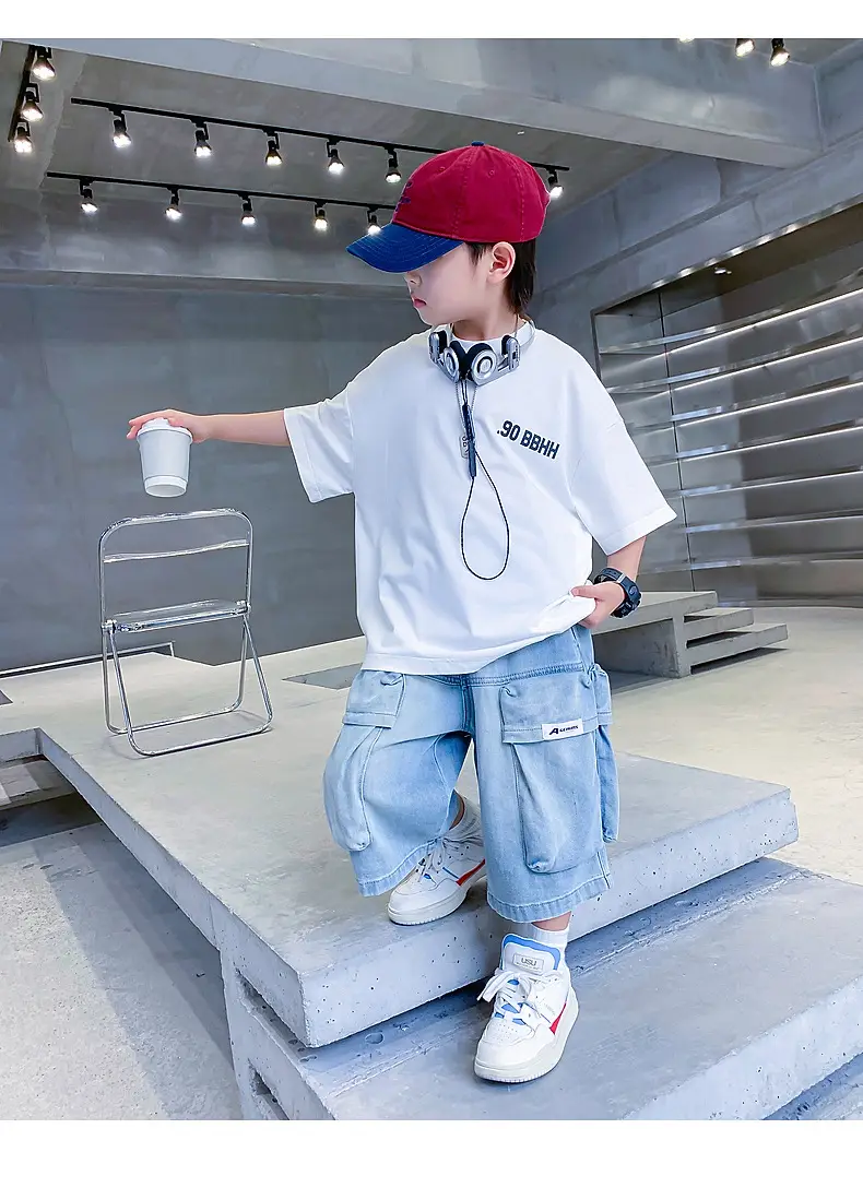 Boys White Korean Style Short Sleeve T-Shirt 2025 — feature 8