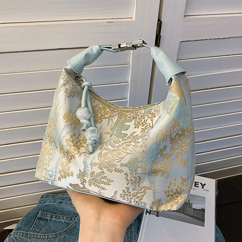 New Silk Jacquard Vintage Handbag Women 2024 - Image 4