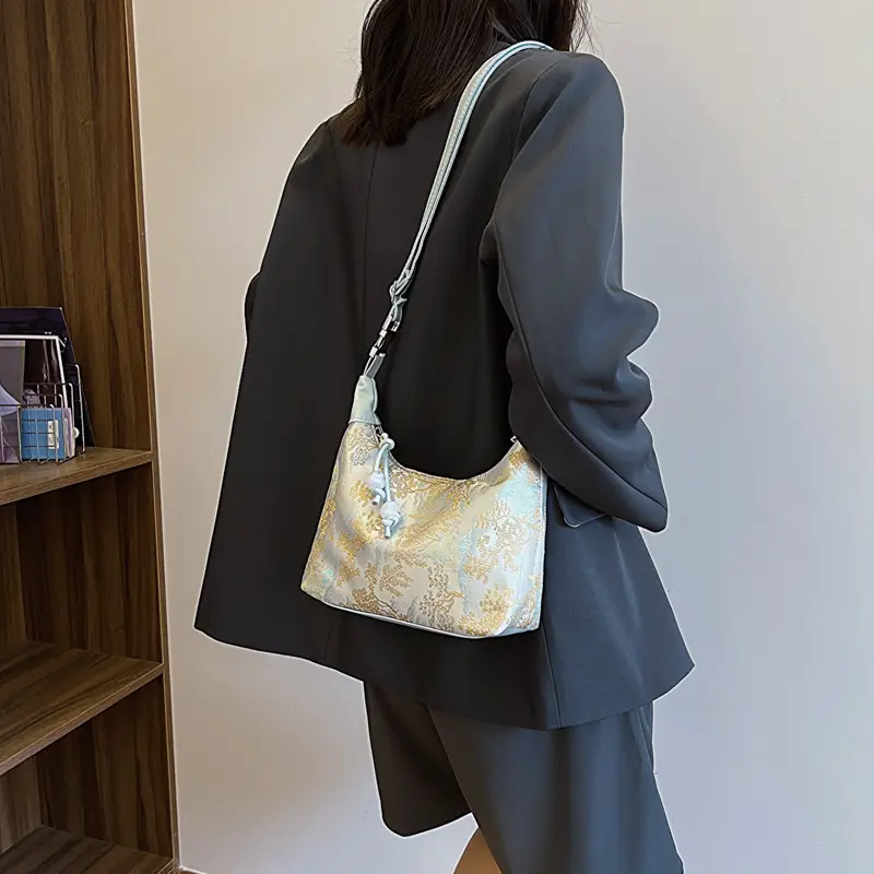 New Silk Jacquard Vintage Handbag Women 2024 - Image 7