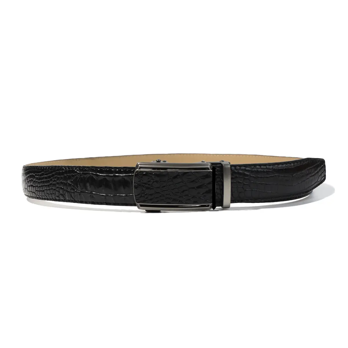 Men's Crocodile Belt with Automatic Buckle Brown - Image 11