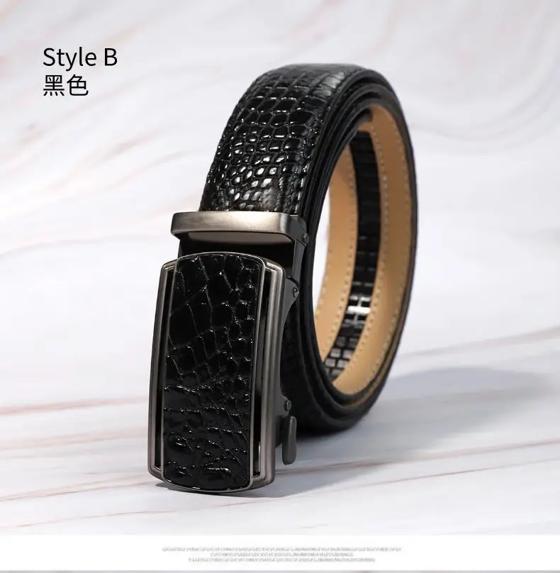 Men's Crocodile Belt with Automatic Buckle Brown — feature 5