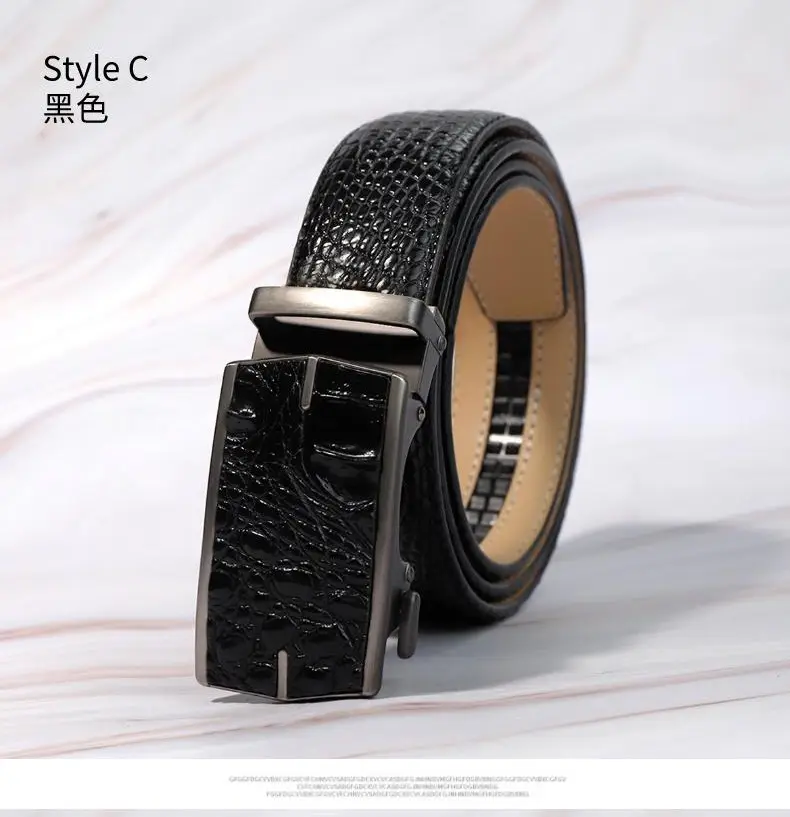 Men's Crocodile Belt with Automatic Buckle Brown — feature 7