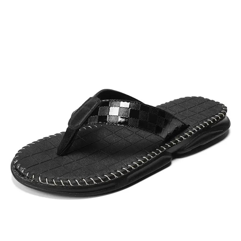 Men Black Croc Strap Flip Flops 2025 - Image 7