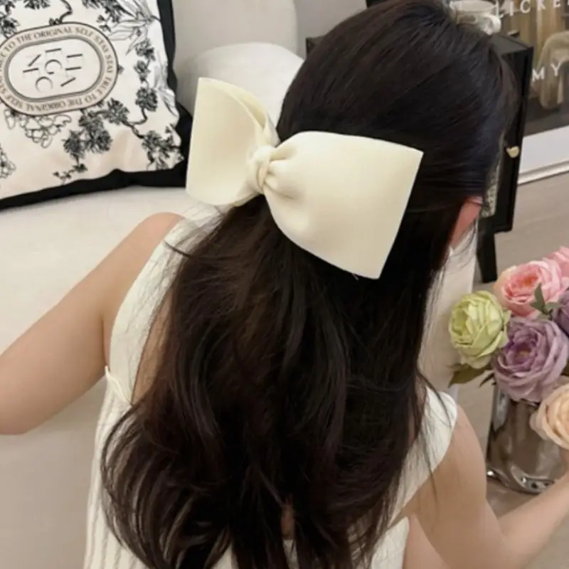 Oversized Pink Bow Hair Clip with Duckbill Design - Image 6