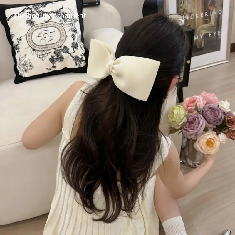 Oversized Pink Bow Hair Clip with Duckbill Design - Image 2