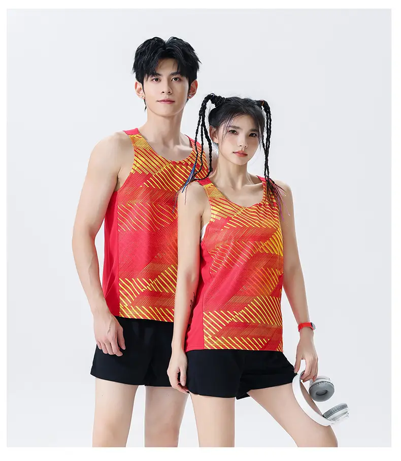 Men Women Track Suit Red Orange Shorts Set — feature 20