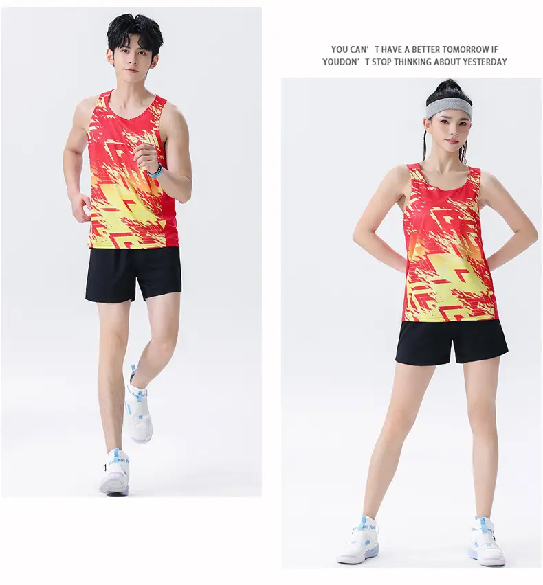 Men Women Track Suit Red Orange Shorts Set — feature 27