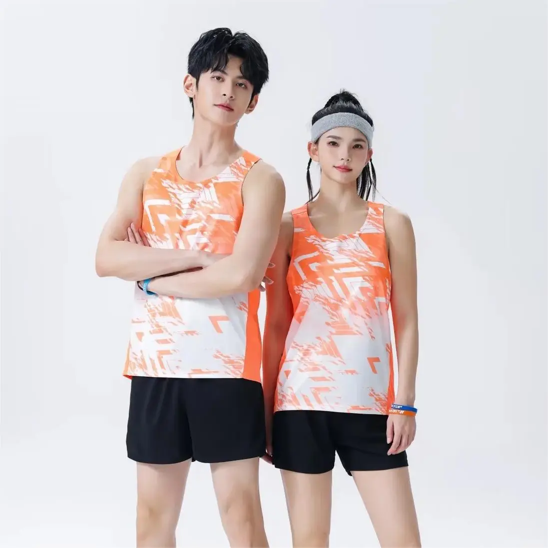 Men Women Track Suit Red Orange Shorts Set — feature 30