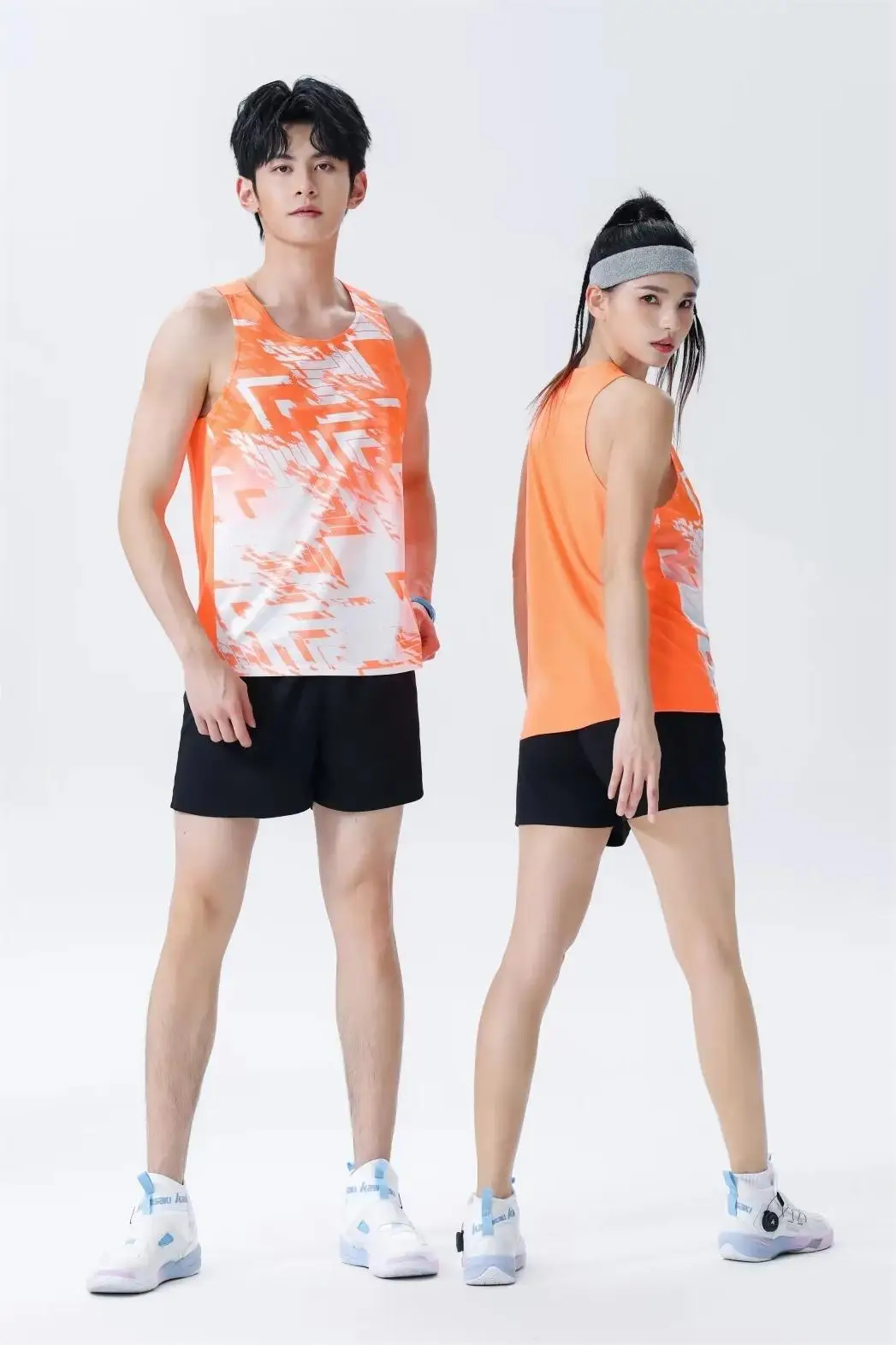 Men Women Track Suit Red Orange Shorts Set — feature 31
