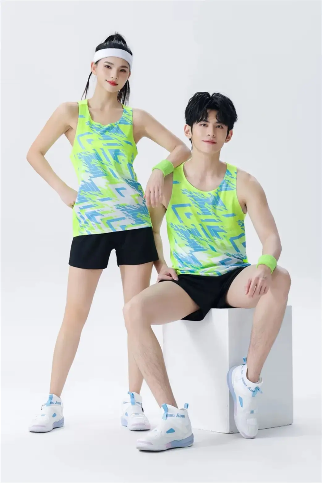 Men Women Track Suit Red Orange Shorts Set