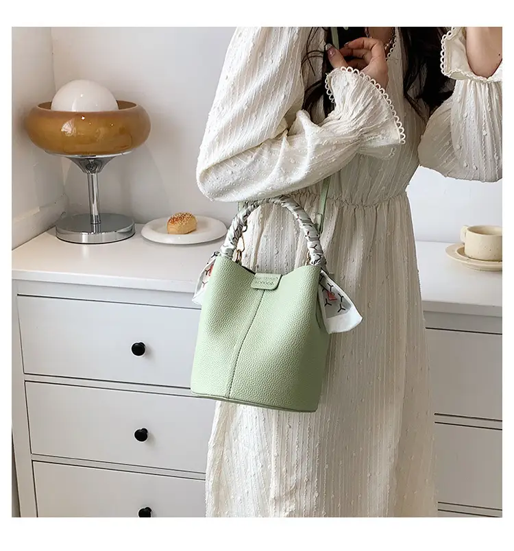 Women's Silk Textured Shoulder Crossbody Bag Beige Spring 2025 — feature 30
