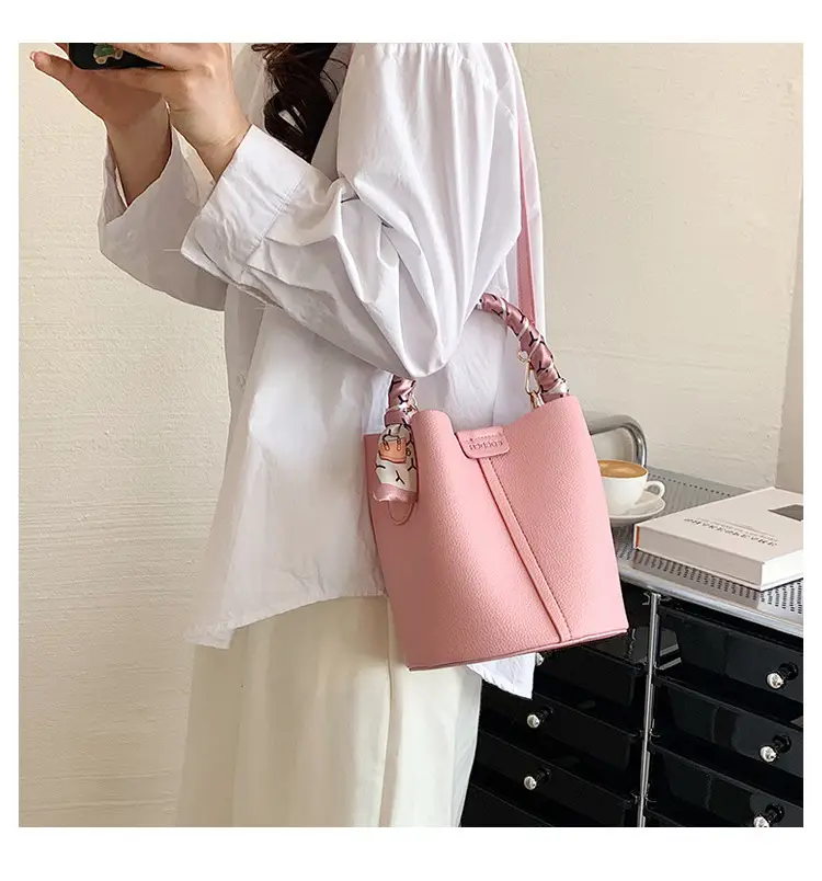 Women's Silk Textured Shoulder Crossbody Bag Beige Spring 2025 — feature 35
