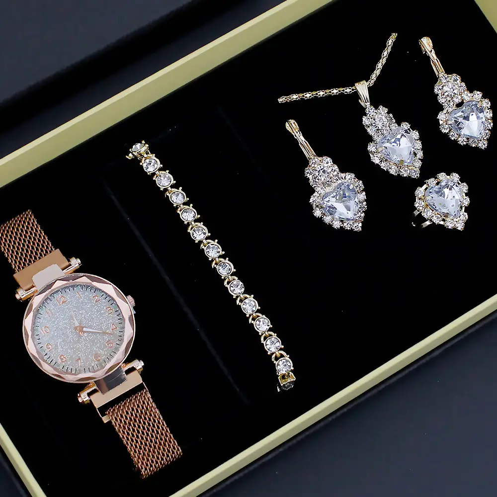 Cross-Bracelet Luminous Crystal Women's Watch Set 5PCS — feature 2