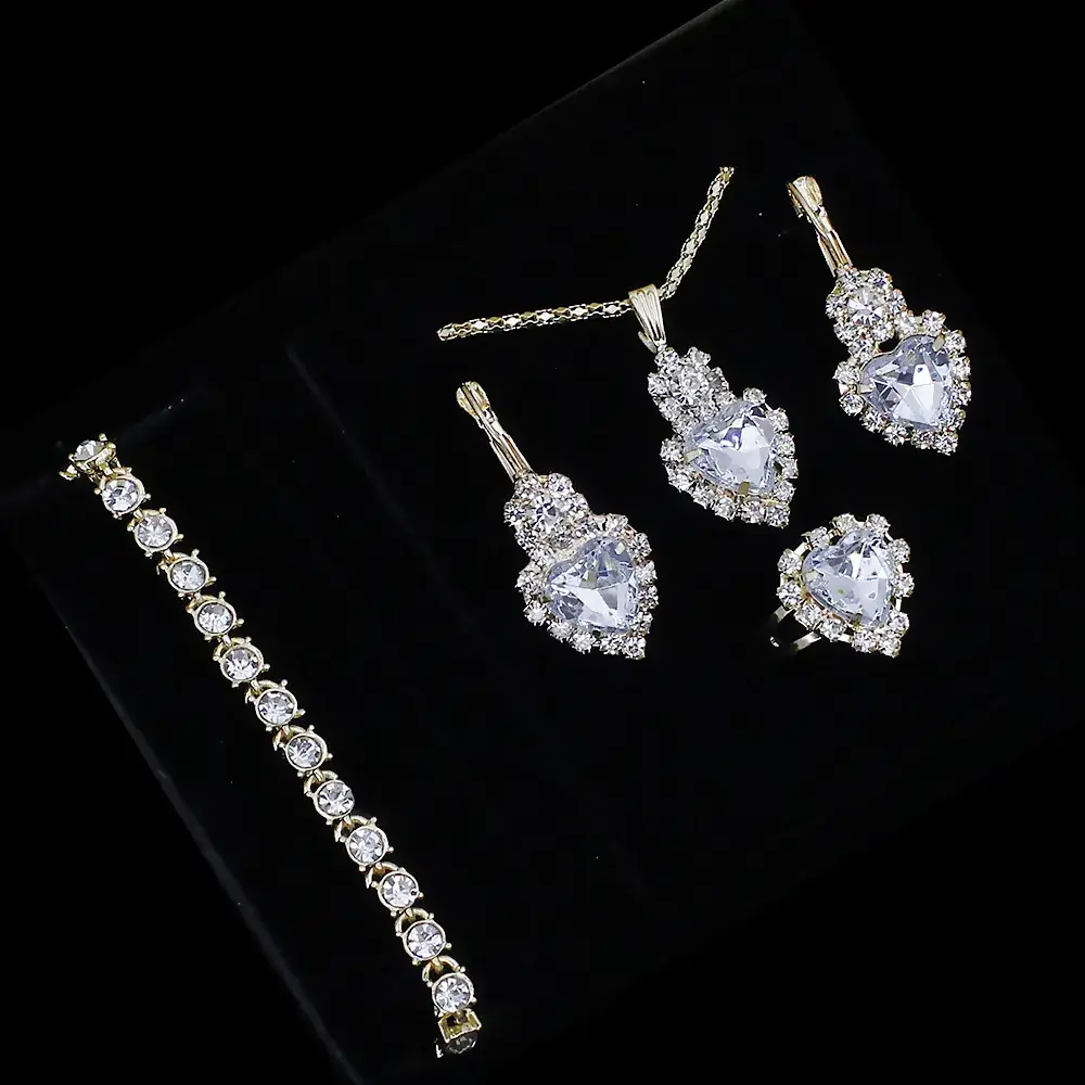 Cross-Bracelet Luminous Crystal Women's Watch Set 5PCS