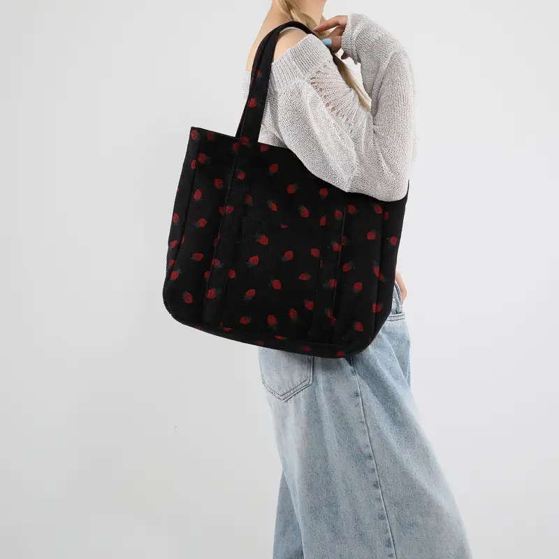 Strawberry Print Shoulder Bag Women's Large Capacity Tote - Image 6