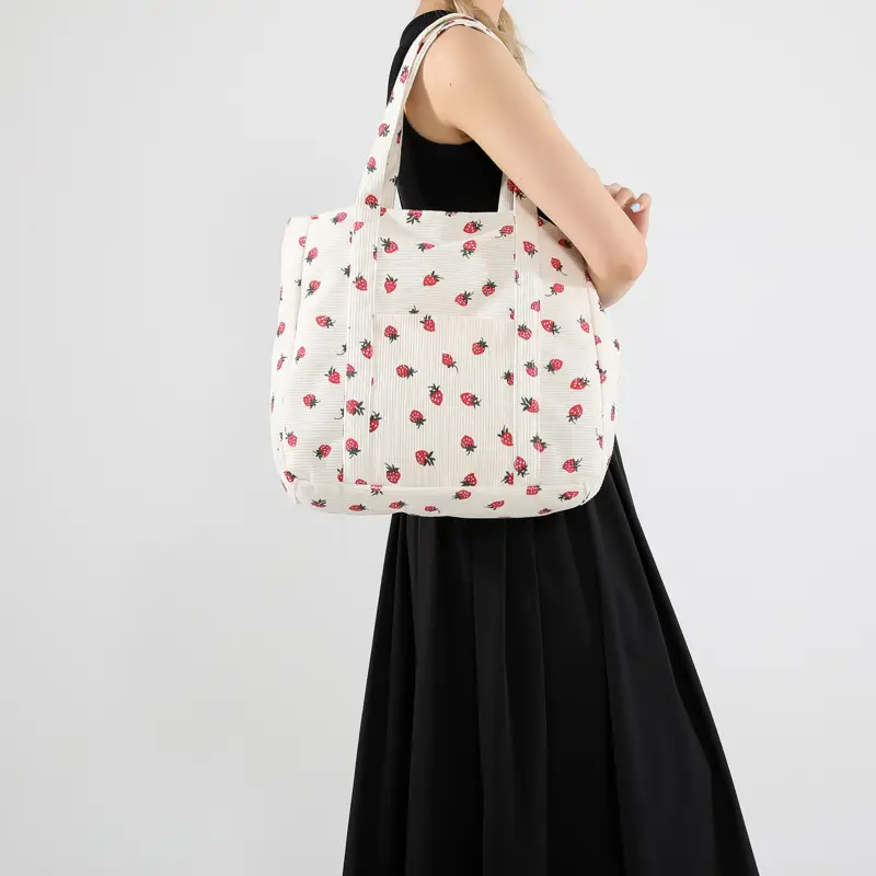 Strawberry Print Shoulder Bag Women's Large Capacity Tote - Image 8