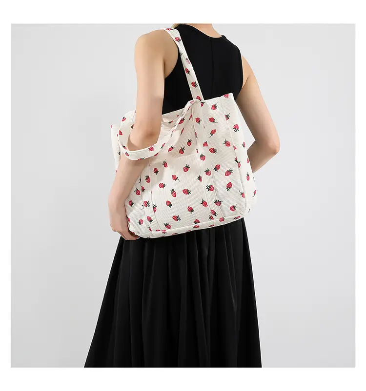 Strawberry Print Shoulder Bag Women's Large Capacity Tote — feature 10