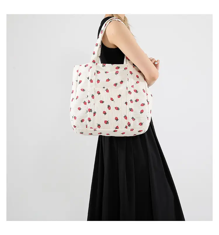 Strawberry Print Shoulder Bag Women's Large Capacity Tote — feature 11