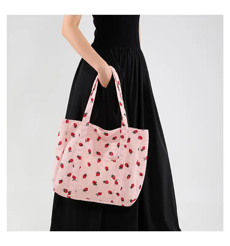 Strawberry Print Shoulder Bag Women's Large Capacity Tote — feature 12