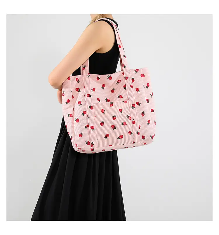 Strawberry Print Shoulder Bag Women's Large Capacity Tote — feature 13