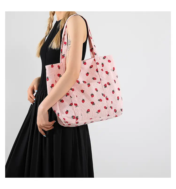 Strawberry Print Shoulder Bag Women's Large Capacity Tote — feature 14