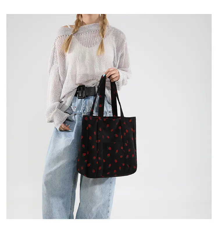 Strawberry Print Shoulder Bag Women's Large Capacity Tote — feature 16