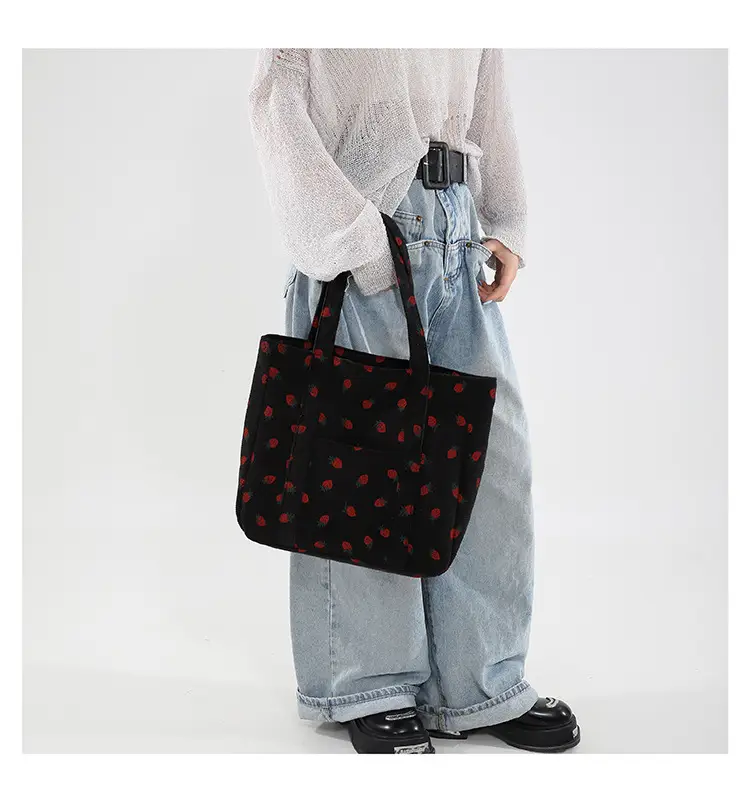 Strawberry Print Shoulder Bag Women's Large Capacity Tote — feature 17