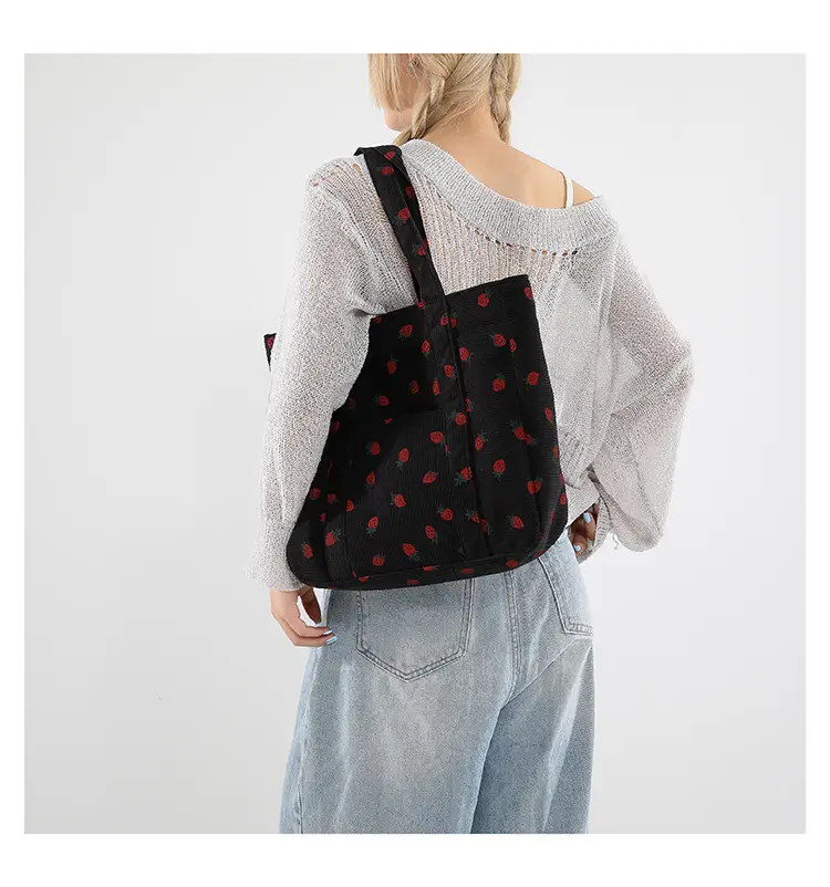 Strawberry Print Shoulder Bag Women's Large Capacity Tote — feature 19