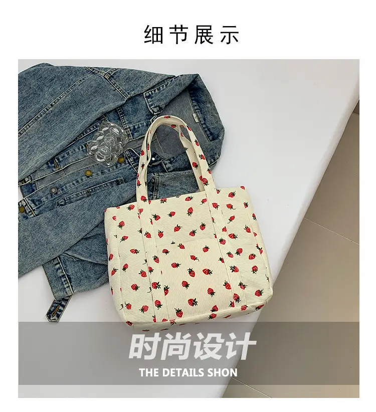 Strawberry Print Shoulder Bag Women's Large Capacity Tote — feature 2