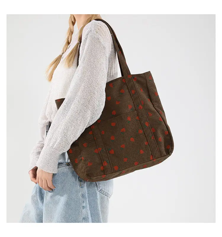 Strawberry Print Shoulder Bag Women's Large Capacity Tote — feature 21