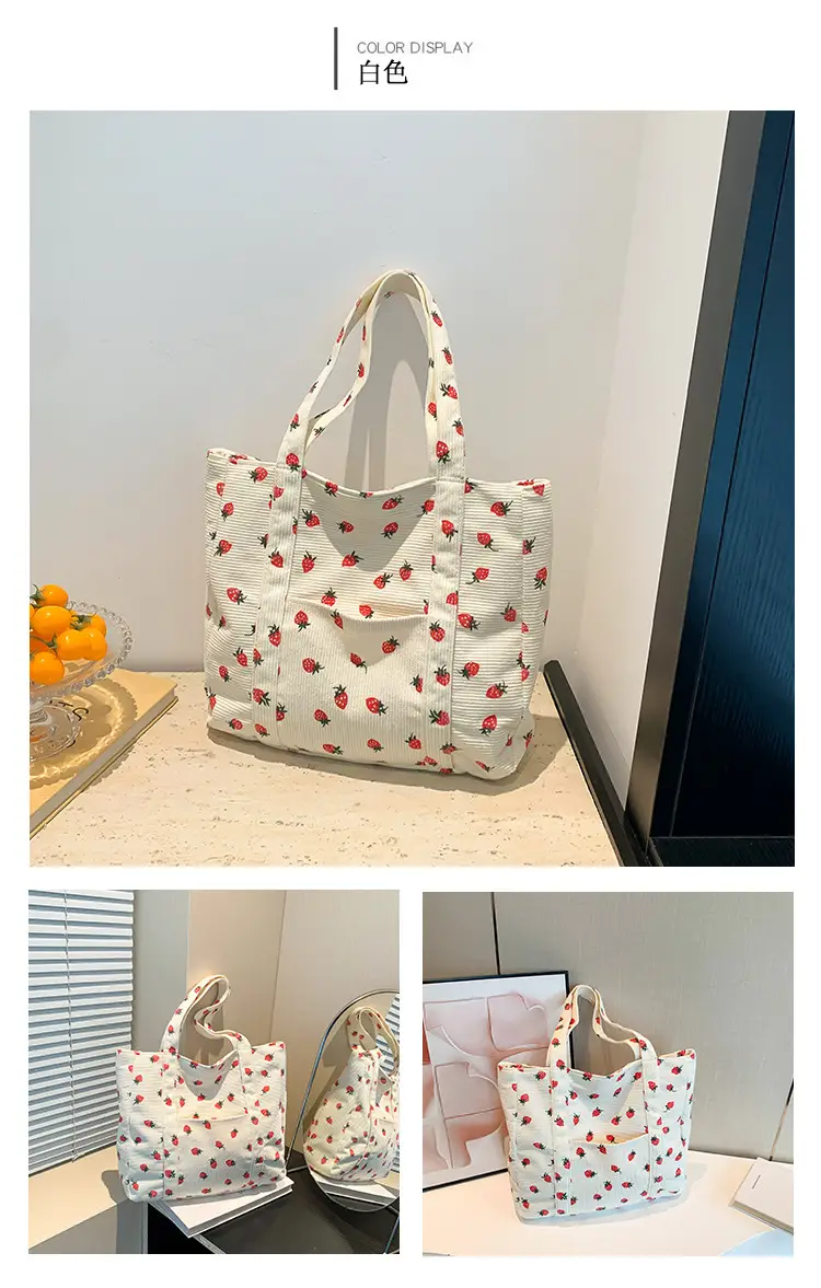 Strawberry Print Shoulder Bag Women's Large Capacity Tote — feature 24
