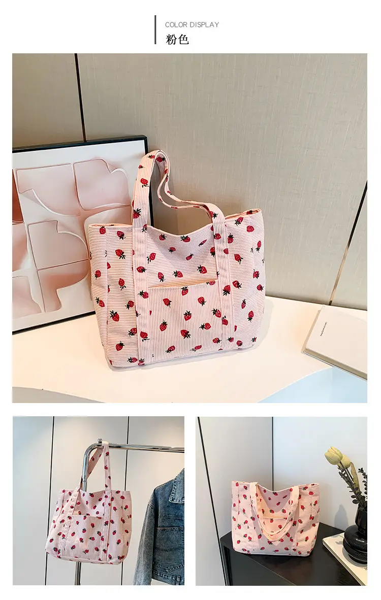 Strawberry Print Shoulder Bag Women's Large Capacity Tote — feature 25