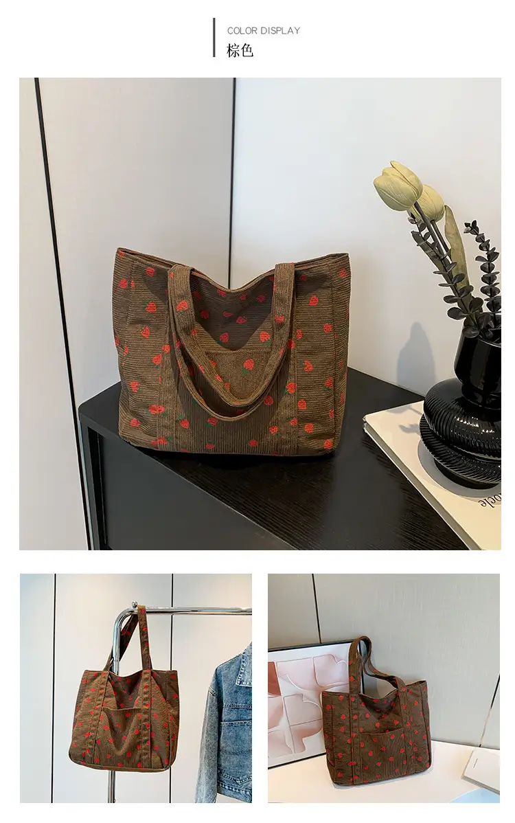 Strawberry Print Shoulder Bag Women's Large Capacity Tote — feature 26