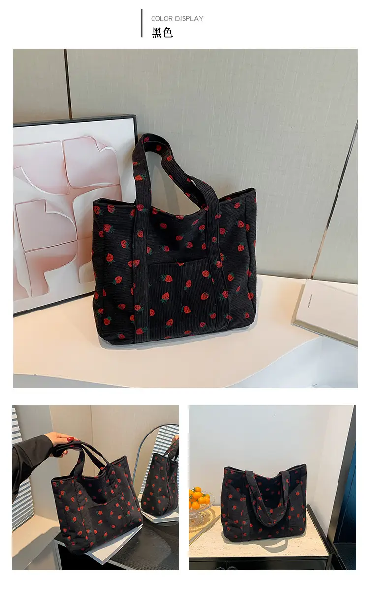 Strawberry Print Shoulder Bag Women's Large Capacity Tote — feature 27