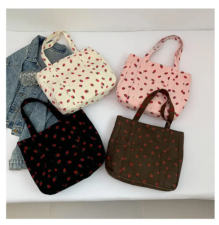 Strawberry Print Shoulder Bag Women's Large Capacity Tote — feature 28