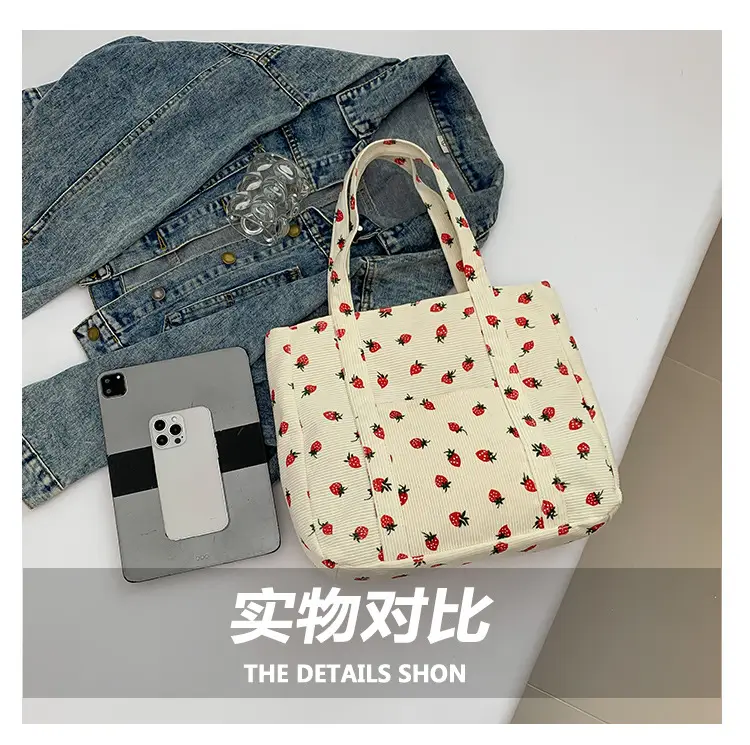 Strawberry Print Shoulder Bag Women's Large Capacity Tote — feature 5