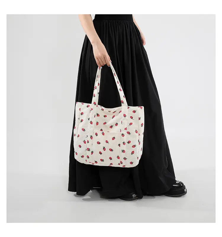 Strawberry Print Shoulder Bag Women's Large Capacity Tote — feature 8