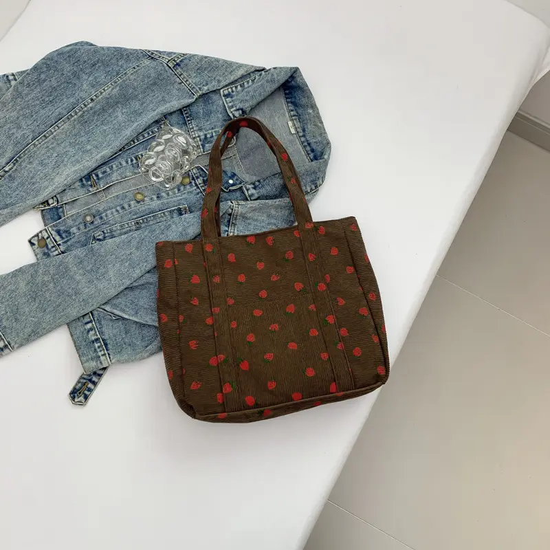 Strawberry Print Shoulder Bag Women's Large Capacity Tote - Image 2