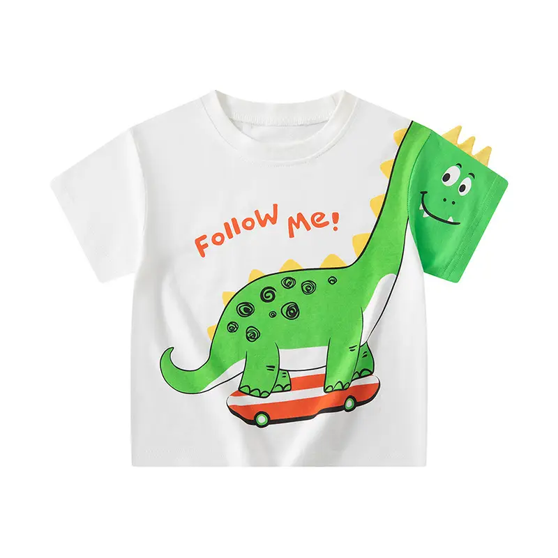 Kids Dinosaur T-Shirt Light Blue Follow Me Design - Image 2