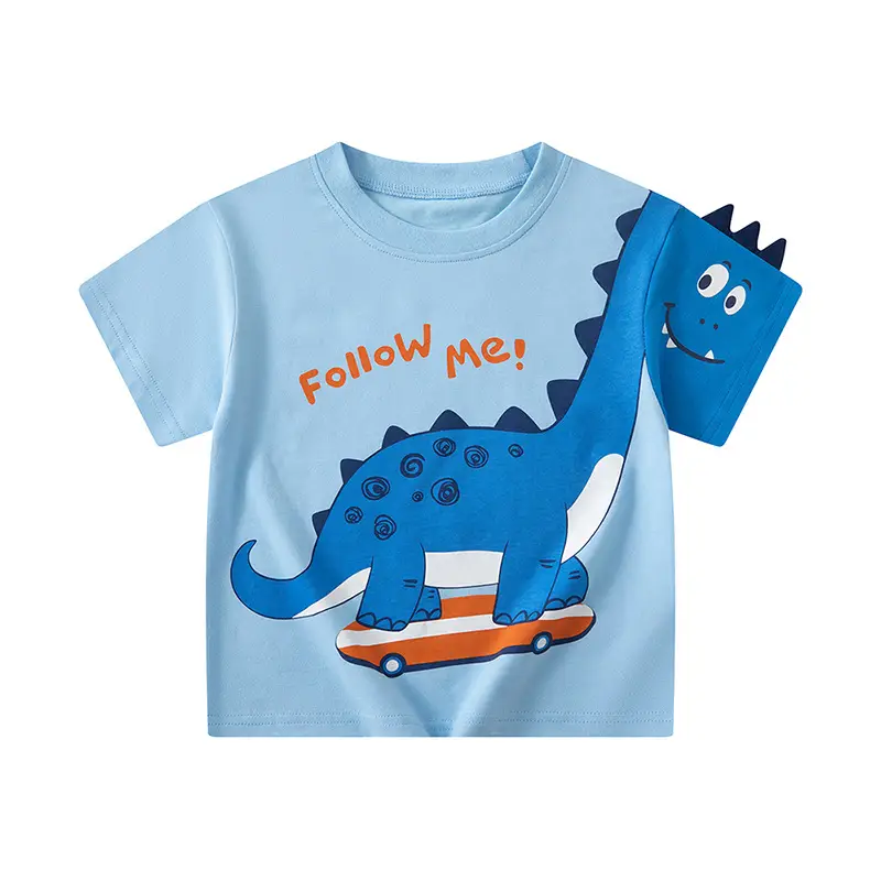 Kids Dinosaur T-Shirt Light Blue Follow Me Design - Image 3