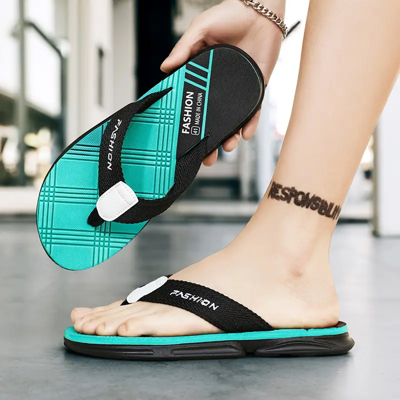 Flip-flops men's Korean-style trendy men's summer thick-soled slippers non-slip outdoor wear flip-flops soft-soled beach shoes