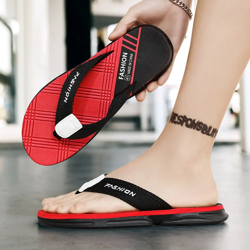 Flip-flops men's Korean-style trendy men's summer thick-soled slippers non-slip outdoor wear flip-flops soft-soled beach shoes