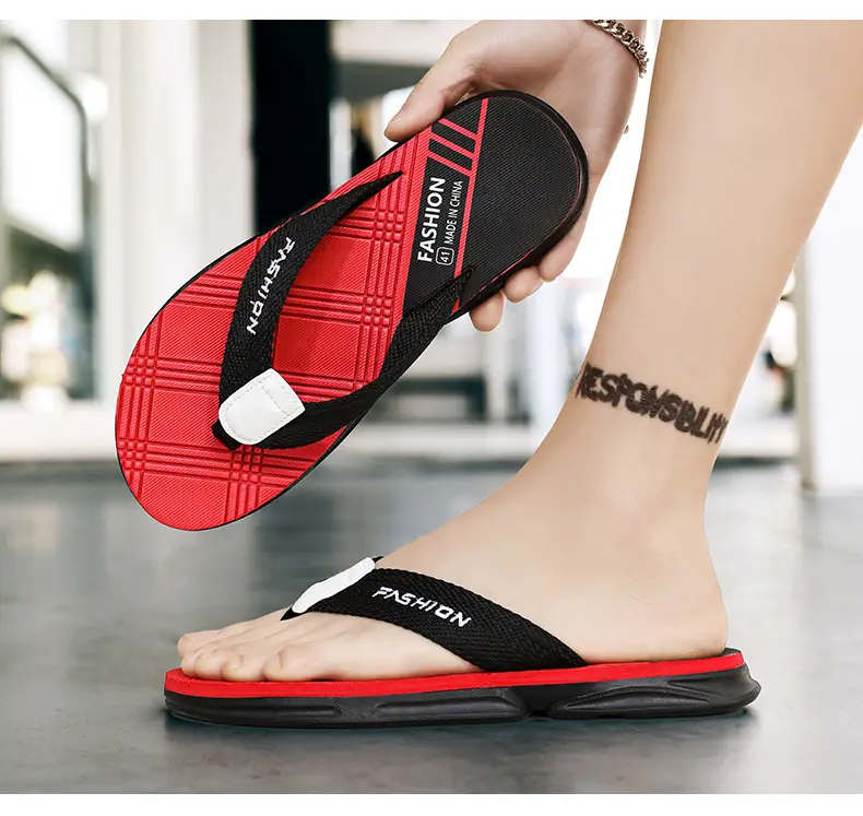 Flip-flops men's Korean-style trendy men's summer thick-soled slippers non-slip outdoor wear flip-flops soft-soled beach shoes — feature 12