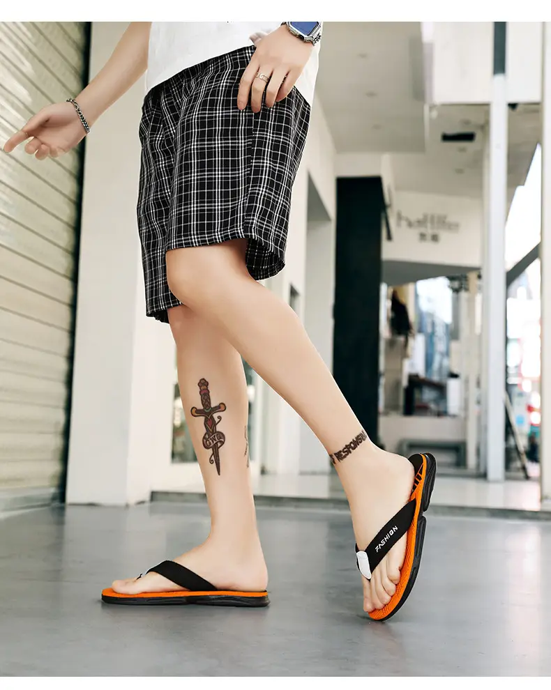 Flip-flops men's Korean-style trendy men's summer thick-soled slippers non-slip outdoor wear flip-flops soft-soled beach shoes — feature 18