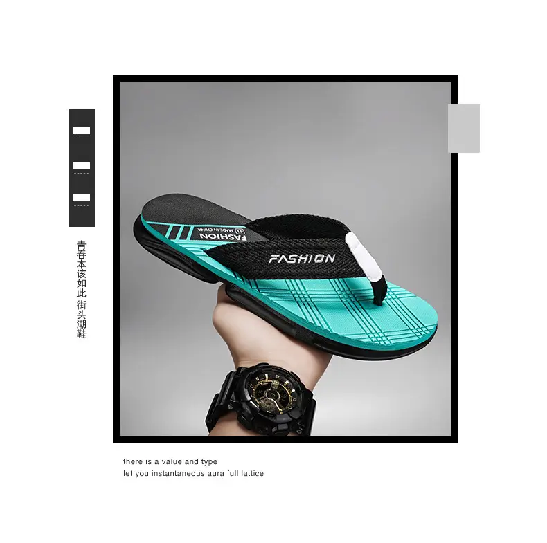 Flip-flops men's Korean-style trendy men's summer thick-soled slippers non-slip outdoor wear flip-flops soft-soled beach shoes — feature 2