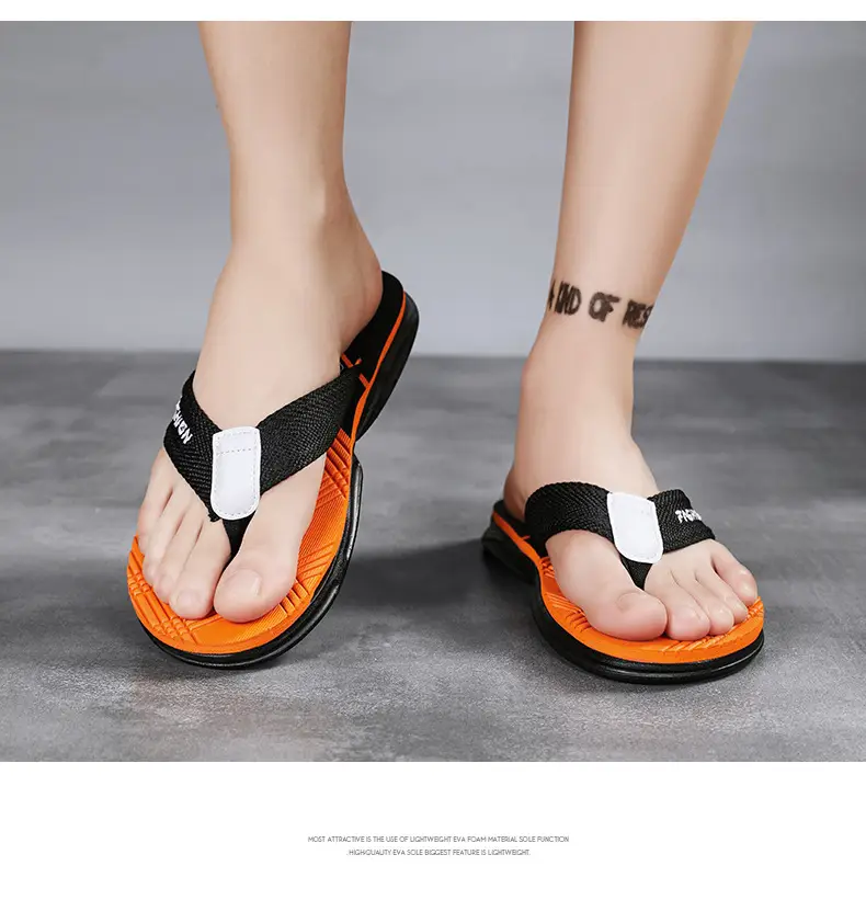 Flip-flops men's Korean-style trendy men's summer thick-soled slippers non-slip outdoor wear flip-flops soft-soled beach shoes — feature 21