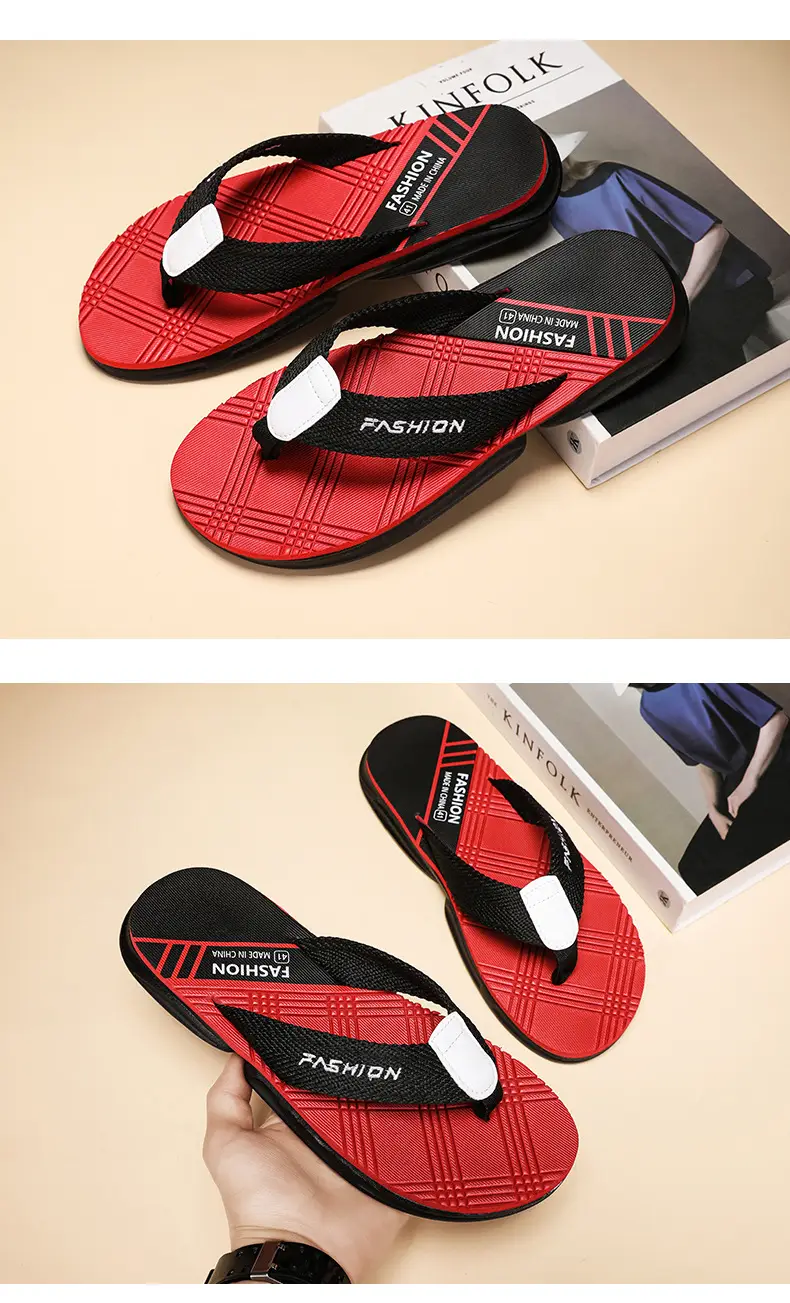 Flip-flops men's Korean-style trendy men's summer thick-soled slippers non-slip outdoor wear flip-flops soft-soled beach shoes — feature 22