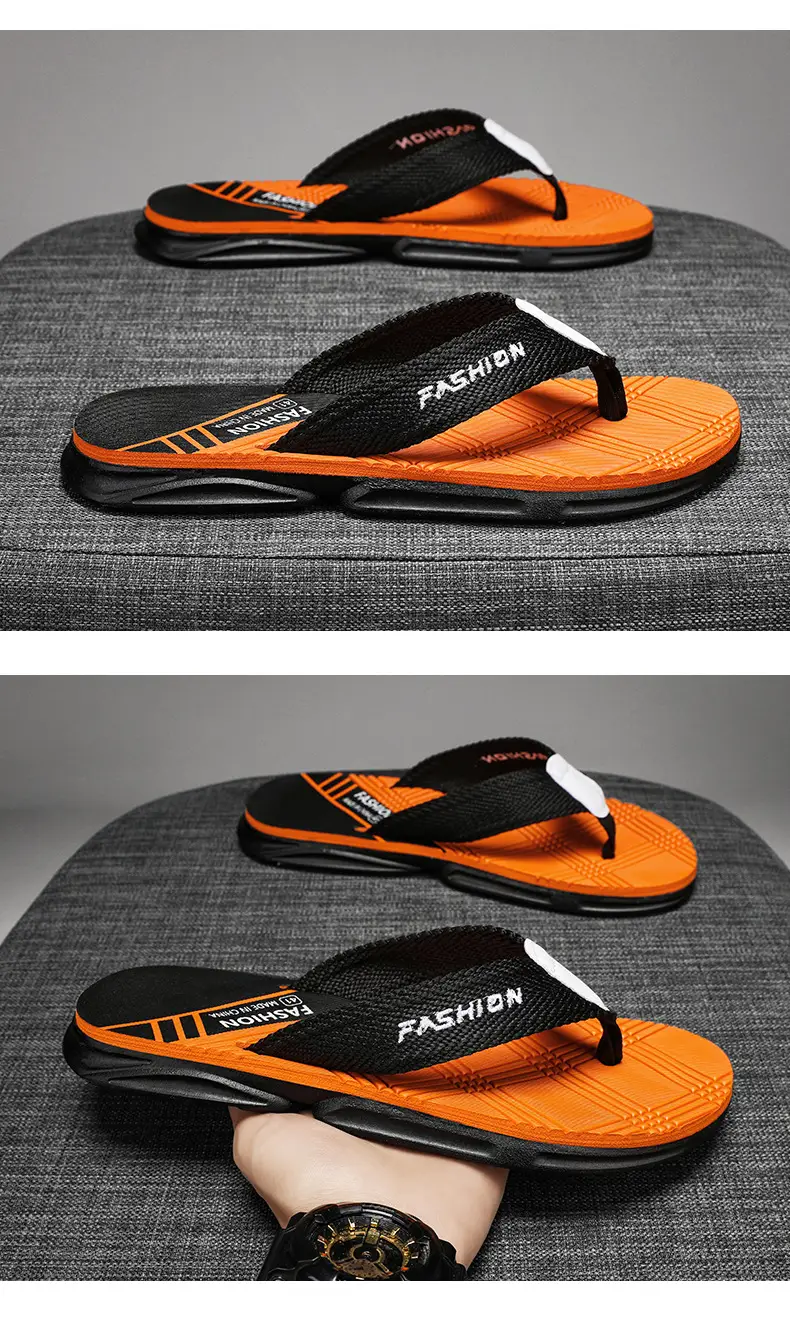 Flip-flops men's Korean-style trendy men's summer thick-soled slippers non-slip outdoor wear flip-flops soft-soled beach shoes — feature 24