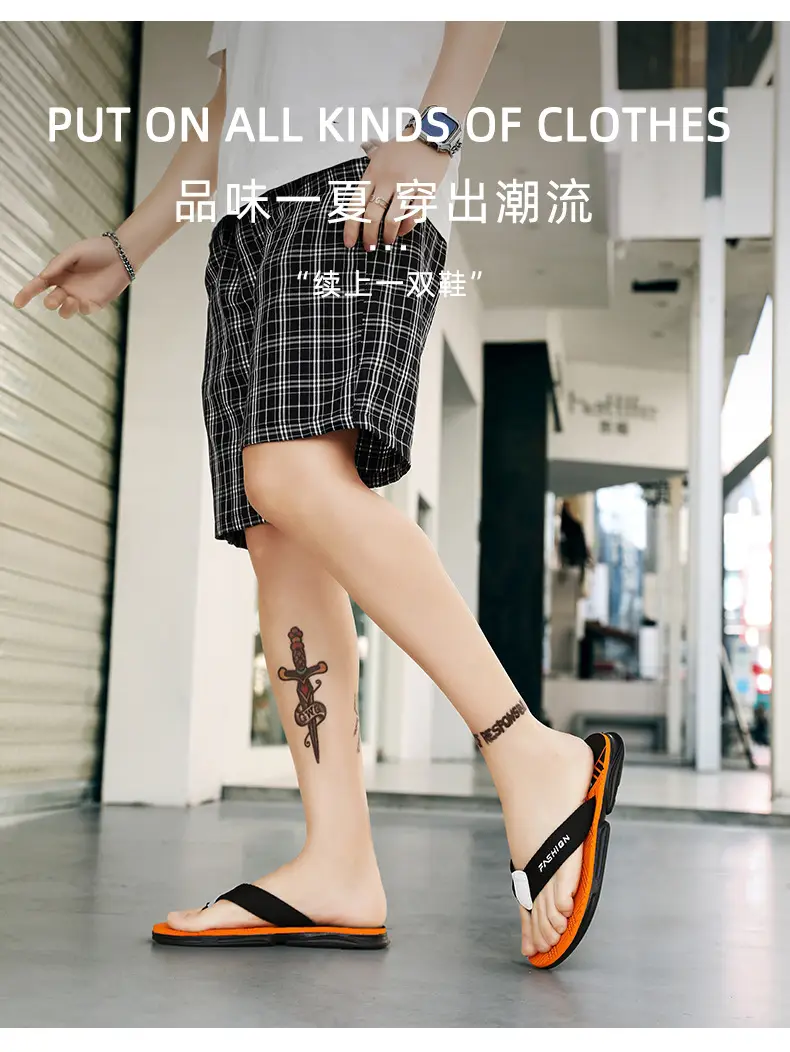 Flip-flops men's Korean-style trendy men's summer thick-soled slippers non-slip outdoor wear flip-flops soft-soled beach shoes — feature 3